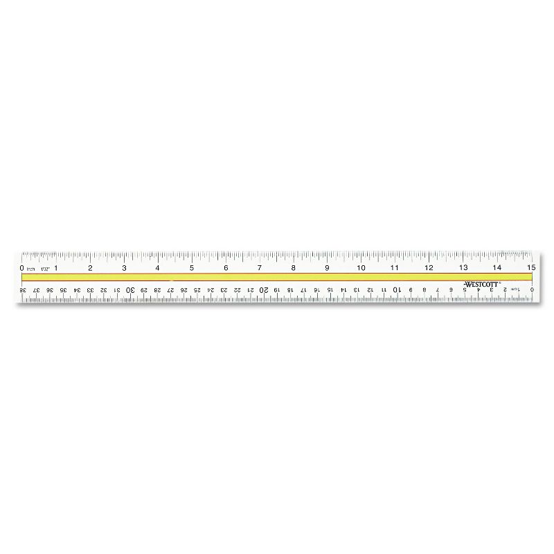 Westcott Acrylic Data Highlight Reading Ruler With Tinted Guide 15" Clear 10580, 3 of 4