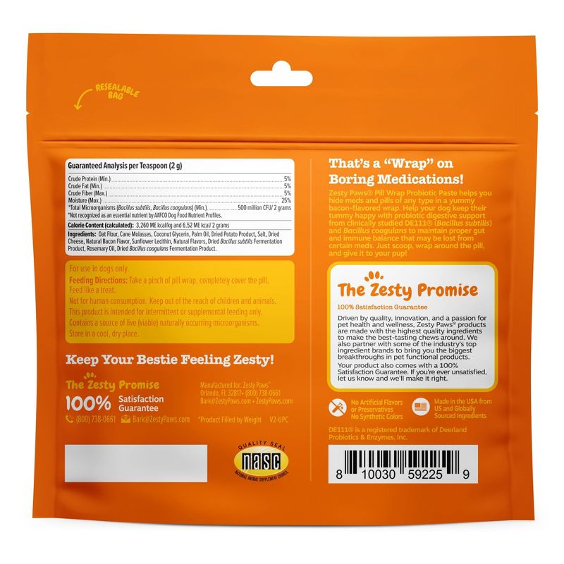 Zesty Paws Probiotic Pill Wrap Pouch for Dogs with Bacon Flavor - 4.2oz, 3 of 14