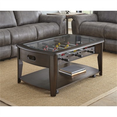 YONWAY Foosball Cocktail Table - Tempered Glass Insert, Locking Casters, Fully Operational Game - Fun Addition to Game or Living Room
