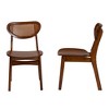 Baxton Studio 2pc Hesper Wood and Rattan Dining Chair Set Walnut Brown/Light Brown: Mid-Century, Crescent Backrest, Angled Legs - 4 of 4