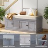 Storage bench w/4 Doors and Adjustable Shelves,ShoeBench w/Removable Cushion & Seating for Entryway Living Room Hallway Bedroom - 4 of 4