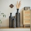 ORRD Set of 3 Black Metal Floor Vases, Textured Pattern Modern Home Decor - Tall Vases for Living Room, Office & Holiday Decor - 3 of 4
