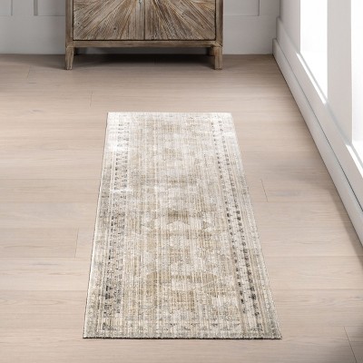 Aine Beige Geometric Machine Washable Indoor/Outdoor Rug