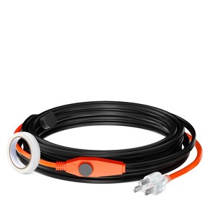 VEVOR Pipe Heating Cable, 18FT 7W/FT Heat Tape for Pipes with Built-in Thermostat, Water Pipe Heat Cable Protects PVC Hose, Black - 1 of 4