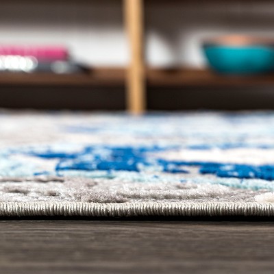 Mediterranean Medallion Blue Khaki 4'x6' Easy-Care Area Rug