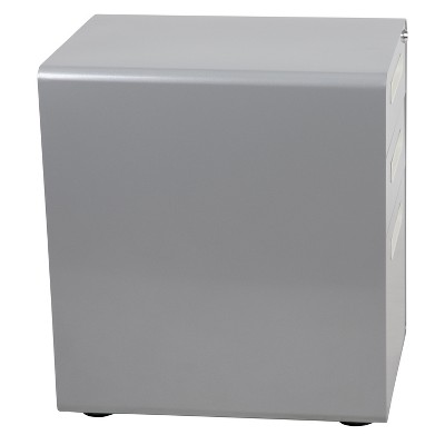 Gray Ergonomic 3-Drawer Mobile Locking Filing Cabinet with Anti-Tilt Mechanism
