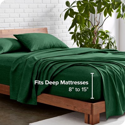 Heathered Forest Green Twin Microfiber Deep Pocket Sheet Set
