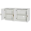60" Buffet Sideboard Cabinet With Storage, Modern Storage Cabinet With 4 Doors, Adjustable Shelves And Wooden Triangular Handles - 3 of 4