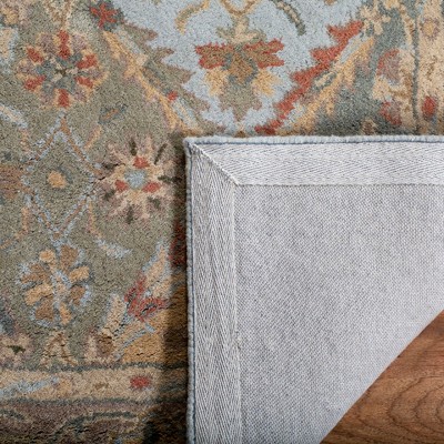Elegant Heritage 6' Square Light Blue & Light Brown Wool Rug