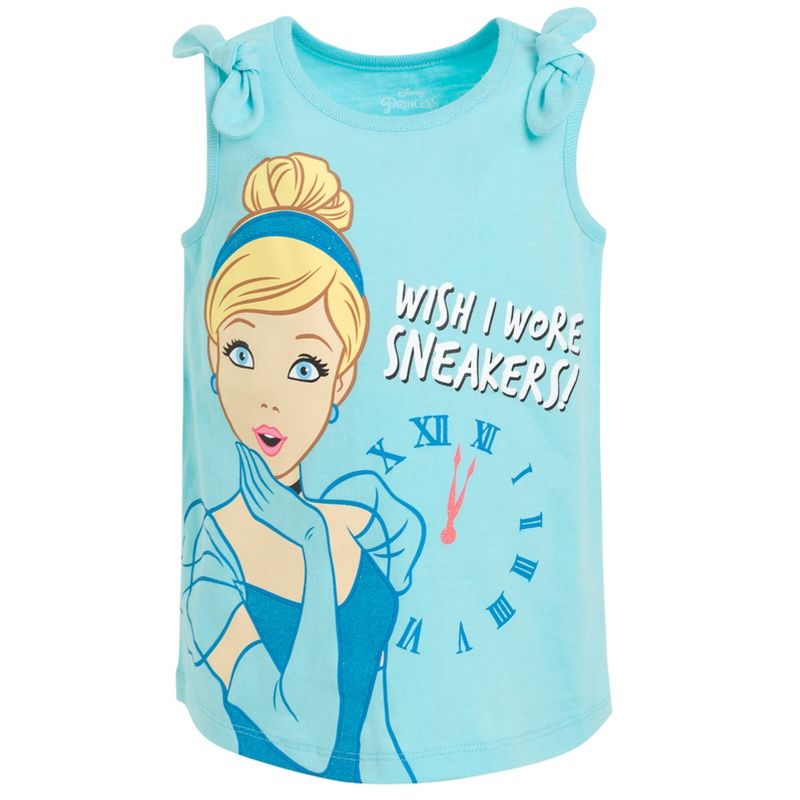 Disney Princess Cinderella Belle Moana Girls 3 Pack Tank Top Shirts Toddler to Big Kid, 3 of 9