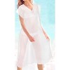 LA LEELA Women's Beachwear Summer Swim Beach Dress Cover Ups for Swimwear Women Short Front Tie Swimsuit Coverups for Women Small-Medium White, Solid - 3 of 4
