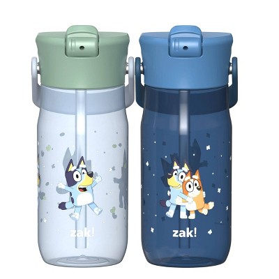 Zak Designs 2pk 18oz Bluey Harmony Straw Water Bottle Blue