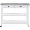 HomeStock  American Heritage 3-Tier Stainless Steel Kitchen Cart with Drawers, White - 2 of 4