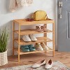 4 Tier Shoe Rack Black Metal With Natural Wood - Brightroom™ : Target