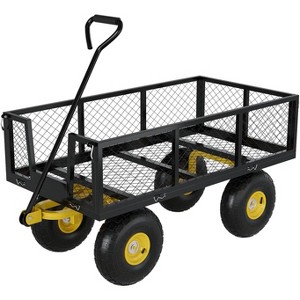 Steel Garden Wheelbarrow - Convertible Wheelbarrow, Foldable Sides, Quick-Release Hinges, Heavy Duty, Corrosion-Resistant Frame - 1 of 4