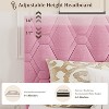 Grey/Beige/Pink Upholstered Platform Bed Frame with Height-Adjustable Fabric Headboard, Heavy-Duty Wood Slat Support, No Box Spring Needed - 4 of 4