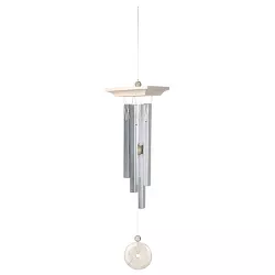 Woodstock Chimes Signature Collection, Woodstock White Marble Chime, 22'' Silver Wind Chime WMCS