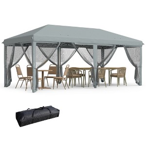 Outsunny 10' x 20' Heavy Duty Pop Up Canopy with 6 Sidewall Mesh Netting, Outdoor Party Event Tent with Oxford Fabric Roof for Backyard Garden Patio - 1 of 4