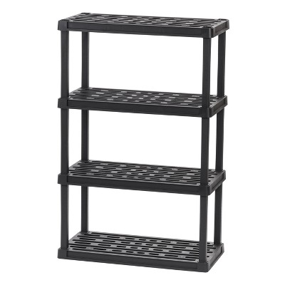Black 4-Tier Heavy Duty Plastic Outdoor Shelving Unit