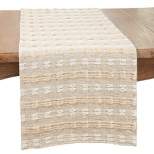 Saro Lifestyle Stripe Design Woven Table Runner, 16"x72", Beige