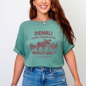 Simply Sage Market Denali National Park and Reserve Alaska EST. 1917 Garment Dyed Tee - 1 of 4