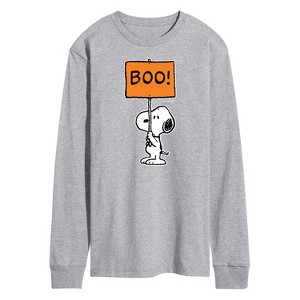 Men's - Peanuts - Snoopy Boo Sign Long Sleeve Graphic T-Shirt - 1 of 4