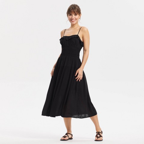 Женские платья Universal Thread Women's Ruffle Smocked Midi Dress - Universal Thread™ Black M