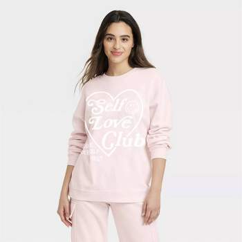 Women's Self Love Club Graphic Sweatshirt - Pink