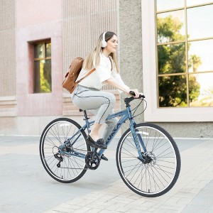 7 Speed Hybrid Bike Aluminum Alloy Frame Double Disc Brakes 700C Road Bike For men women's City Bicycle - 1 of 4