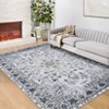 8'x10' Washable Floral Medallion Living Room Rugs, Distressed Print Retro Accent Bedroom Carpet, Large Low Pile Non Slip Dining Room Rugs, Grey - 3 of 4