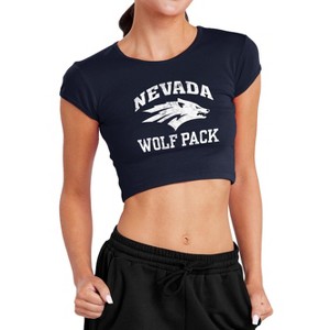 Women's University of Nevada Large Cap Sleeve Baby Rib Crop Top Navy - 1 of 4
