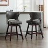 Hyleory Swivel Nailhead Upholstered Counter Bar Stools with Solid Wood Frame and Legs, Two Stools Included - 3 of 4