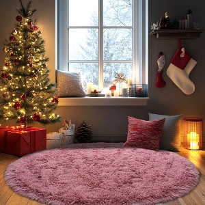 LOVEVOOK Round Fluffy Area Rug - Super Soft Circle Rugs for Kids Room - Shaggy Rugs for Nursery Fuzzy Carpet for Boys Girls Room - 1 of 4