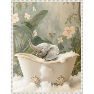 Amanti Art Elephant Bath Joy by Niky Rahner Framed Canvas Wall Art - 1 of 4