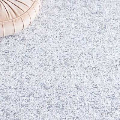 Ivory and Grey Tufted Wool Runner Rug, 9 ft.