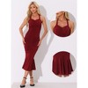 Allegra K Women's Halter Neck Ruched Sleeveless Fishtail Hem Party Wedding Guest Dress - 2 of 4