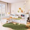 TIRAMISUBEST Wood Twin Size L-shaped Platform Bed with Trundle and a Drawer, Solid Wood Two Shared Beds Corner Bed with Storage Headboard - 4 of 4