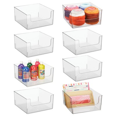 mDesign Linus Modern Clear Plastic Bathroom Storage Open Front Organizer  Bin - 8 x 10 x 7.5, 8 Pack