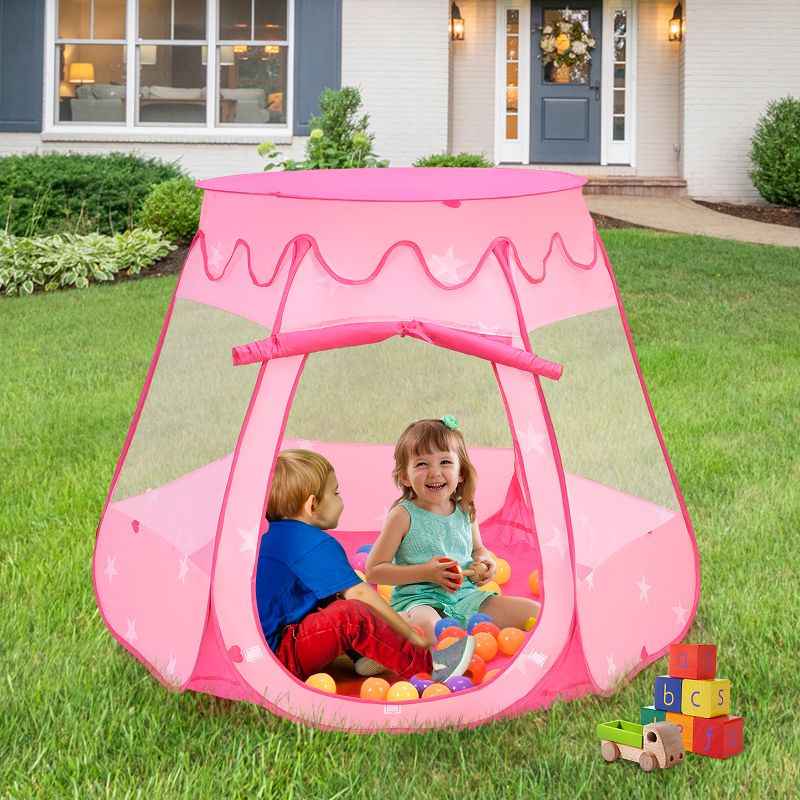 Costway Kid Outdoor Indoor Princess Play Tent Playhouse Ball Tent Toddler Toys w/ 100 Balls, 4 of 13