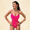 Women's Hot Pink Sun Print One-Piece Swimsuit - Cupshe - 2 of 4