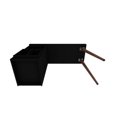 Hampton 54'' Black Mid-Century Modern Office Desk with Open Shelving