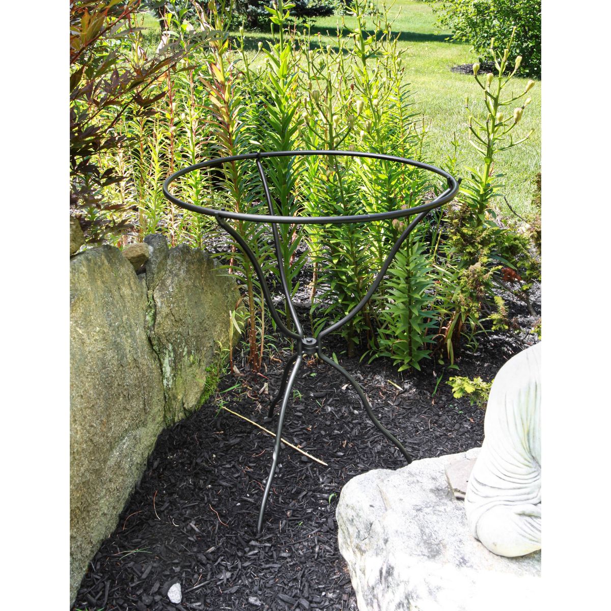 Tripod Ring Planter Stand with Removeable Ring Graphite Powder Coat Finish - Achla Designs: Weather-Resistant Iron Holder - thumbnail 3