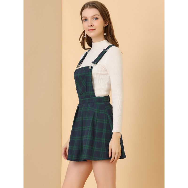 Allegra K Women's Checks Adjustable Strap Pinafore Overall Suspender Skirt, 2 of 7