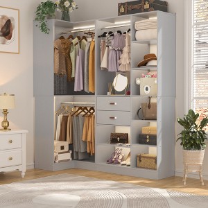 Besiost 71-In Corner Closet System Set with Wood Drawers, Freestanding Closet Organizer with - 1 of 4