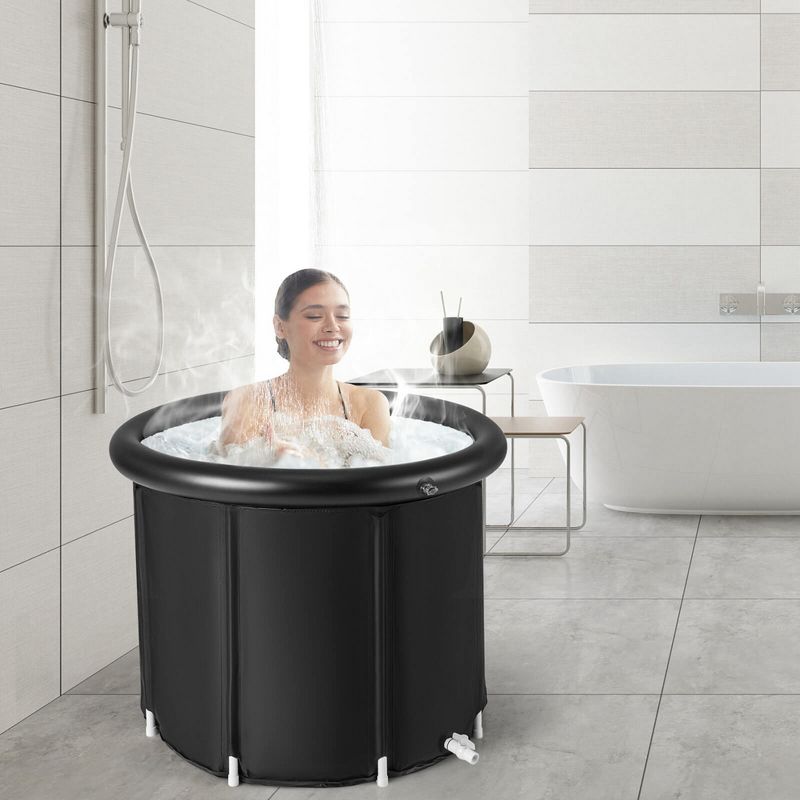 Costway Portable Ice Bath Tub Multiple Layered Foldable Freestanding Bath Tub Black, 4 of 11