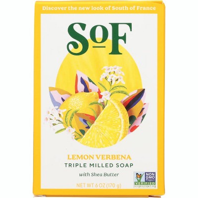 South of France Triple Milled Soap - Lemon Verbena 6 oz Bar.