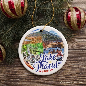 Picturesque Lake Placid Ornament, Charming New York Mountain Town Christmas Gift and Travel Souvenir | OrnamentallyYou - 1 of 4