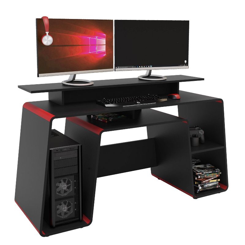 San Diego Gaming Desk Red and Black - Polifurniture, 5 of 10