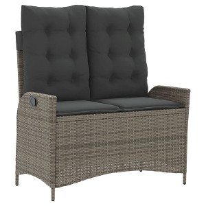 vidaXL Reclining Garden Bench Grey PE Rattan and Steel Standard - 1 of 1