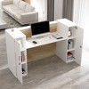 Famapy Light Oak White Reception Desk,Lockable Cabinets+Cable Management+Adjustable Shelves,Modern Reception Counter for Office & Business Front - 3 of 4